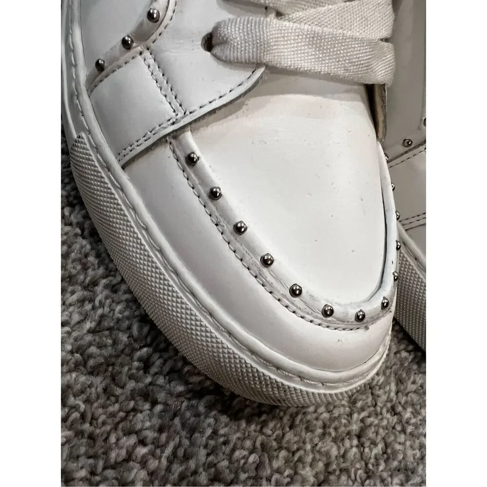 Zadig & Voltaire Women's White Leather Studded High Flash Sneakers Size 41 NWOT